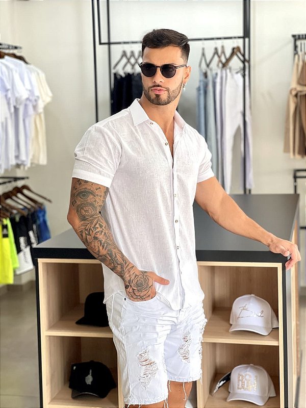 Camisa Manga Curta Masculina Linho Básica Branca - Imperium Store | Loja de  roupas multimarcas masculina