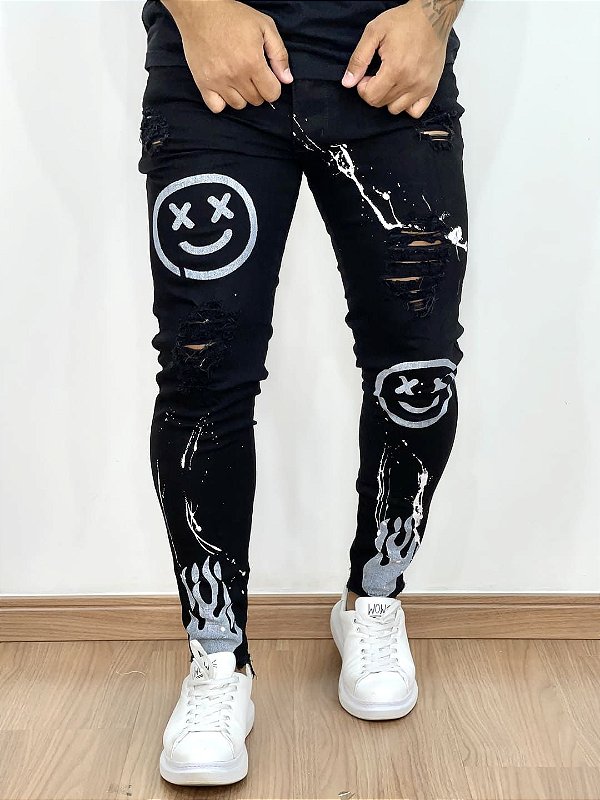 Calça Sarja Masculina Super Skinny Preta Destroyed Customizada* - Imperium  Store | Loja de roupas multimarcas masculina