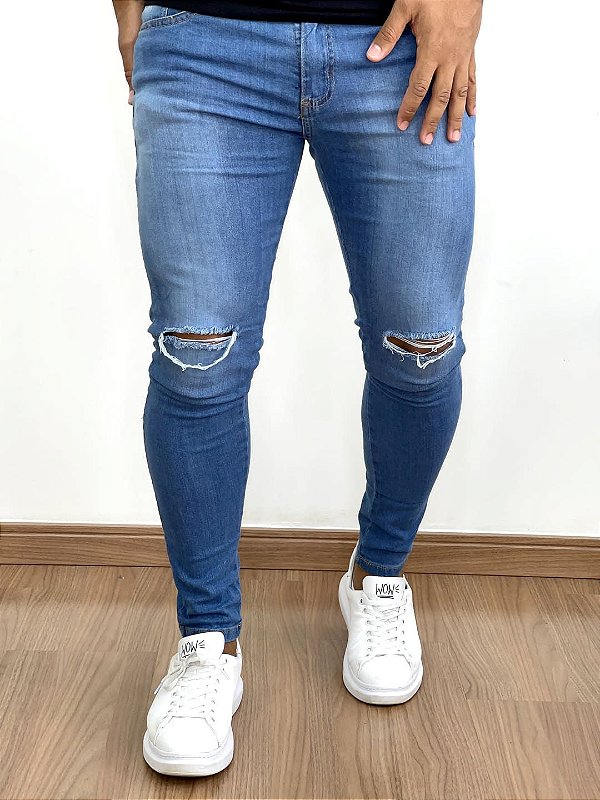 Bermuda Jeans Masculina Escura Básica Rasgo Leve % - Imperium Store