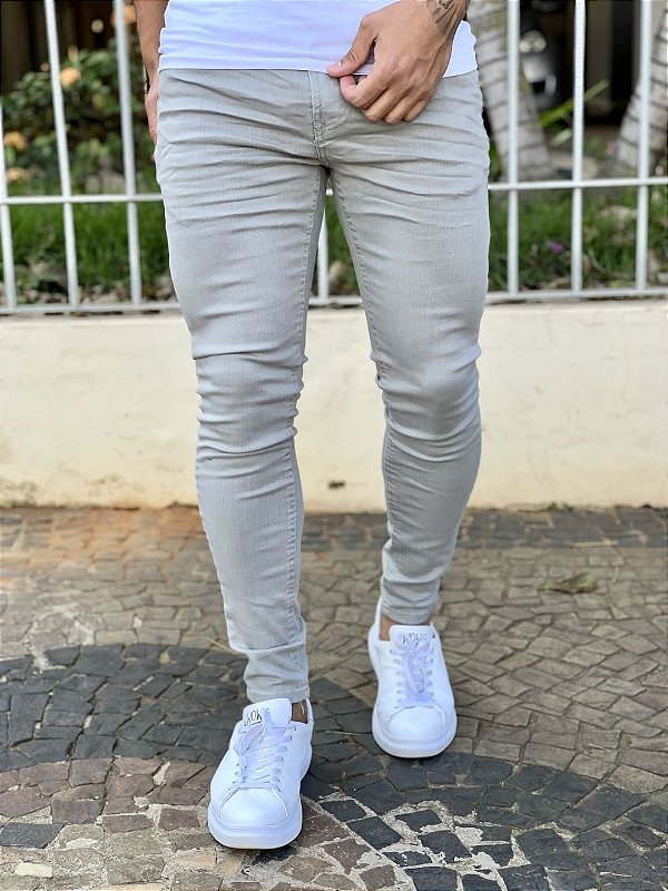 Calça Jeans Masculina Super Skinny Cinza Básica Classica - Imperium Store |  Loja de roupas multimarcas masculina