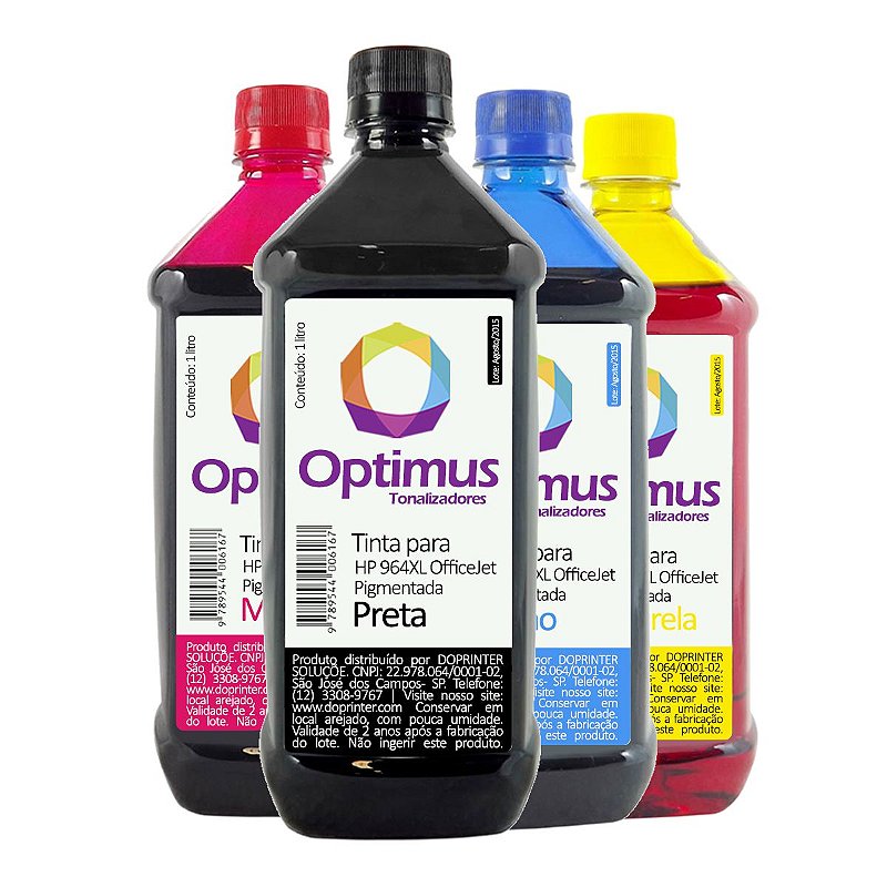 Tinta HP 9020 OfficeJet Preta + Coloridas 1 litro é na