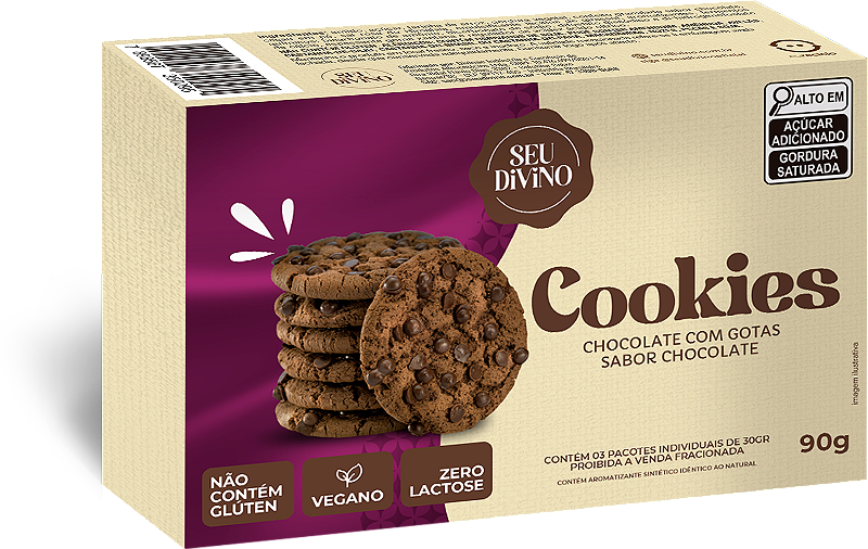 Cookies Vegano, sabor de chocolate com Gotas de Chocolate