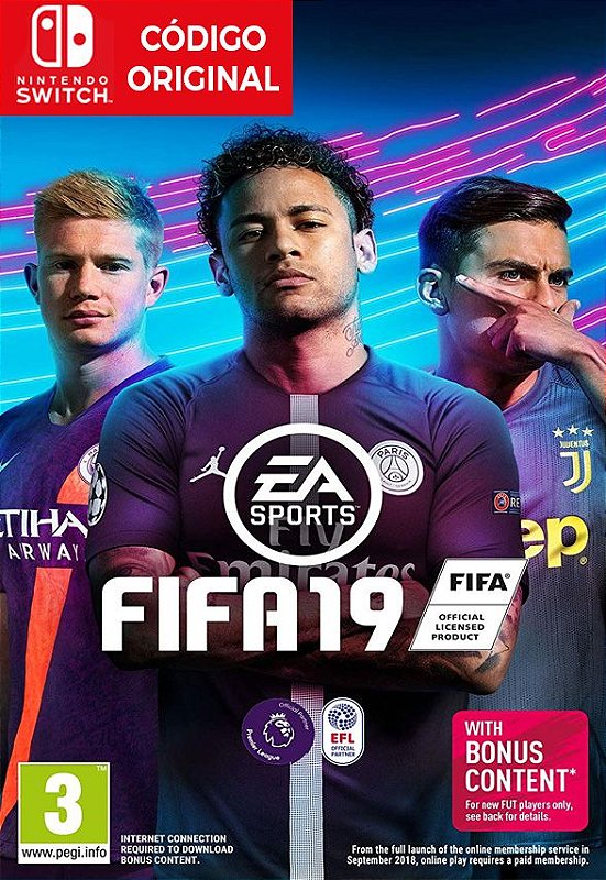 Fifa 19 Nintendo Switch Digital Cartões PSN, Xbox, Nintendo, Google