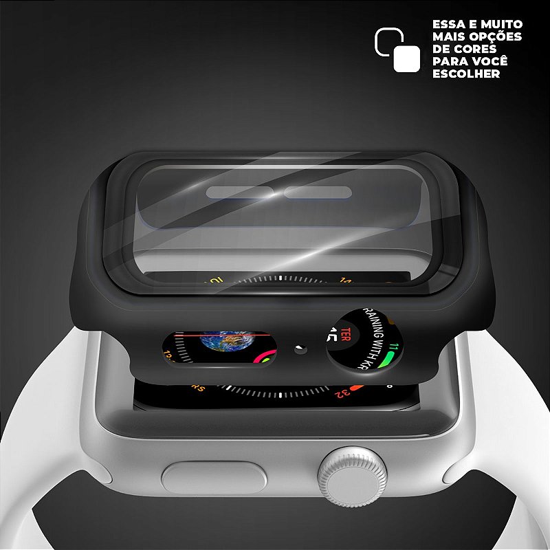 Case para Apple Watch 40mm (Series 4 / 5 / 6) - Armor - acompanha película integrada na case - Preta - Gshield