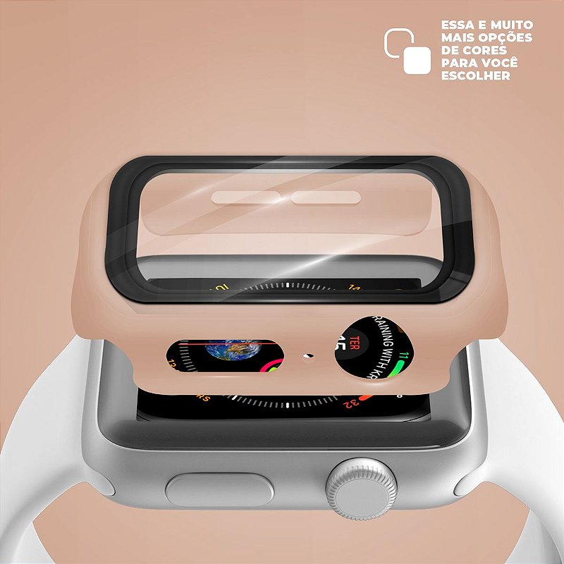 Case para Apple Watch 44MM (Series 5/6/ SE 1ª geração/ SE 2ª geração) - Armor - acompanha película integrada na case - Rosa - Gshield