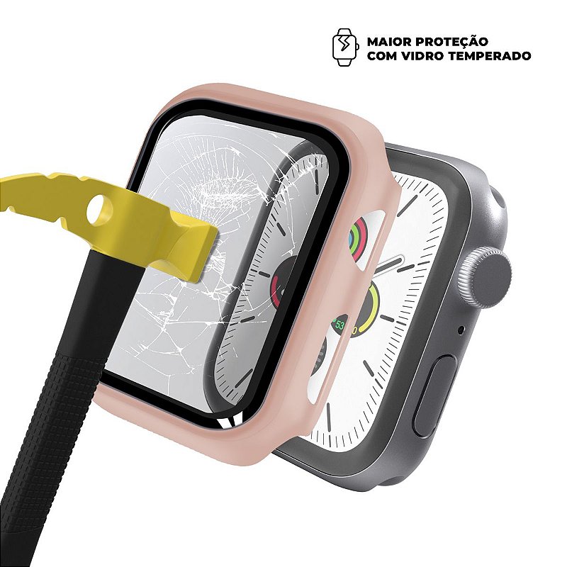 Case para Apple Watch 44MM (Series 5/6/ SE 1ª geração/ SE 2ª geração) - Armor - acompanha película integrada na case - Rosa - Gshield