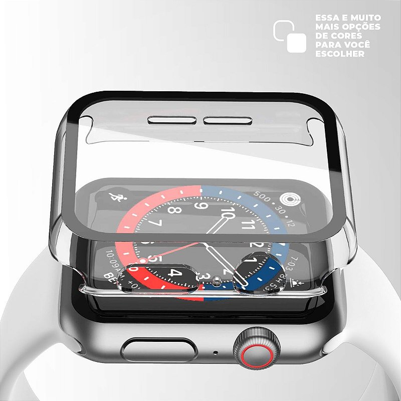 Case para Apple Watch 44MM (Series 5/ 6/ SE 1ª geração/ SE 2ª geração) - Armor - acompanha película integrada na case - Transparente - Gshield