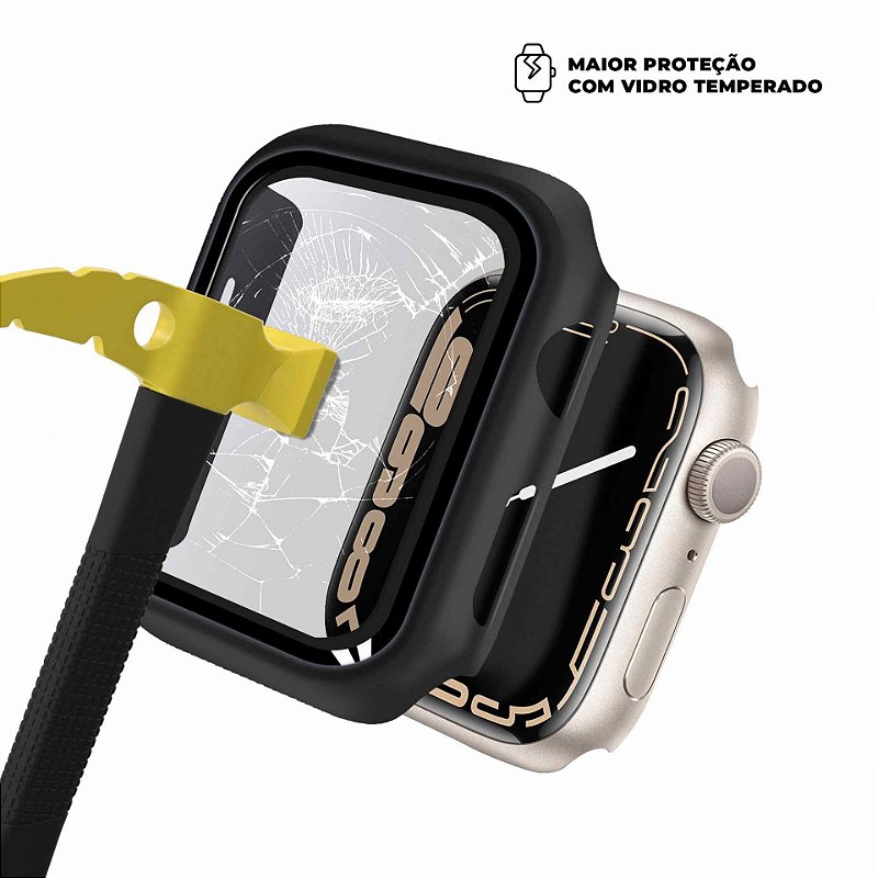 Case para Apple Watch 45MM (Series 7/8/9) - Armor - acompanha película integrada na case - Preta - Gshield
