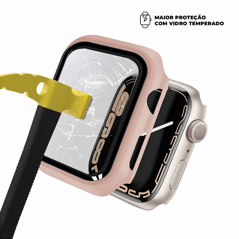 Case para Apple Watch 41MM (Series 7/8/9) - Armor - acompanha película integrada na case - Rosa - Gshield