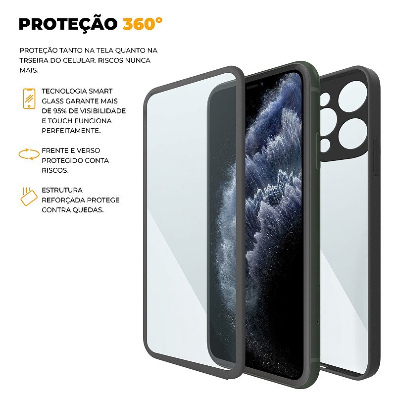 Capa 360 para iPhone 11 Pro Max - Preta - Frente e Verso - Gshield