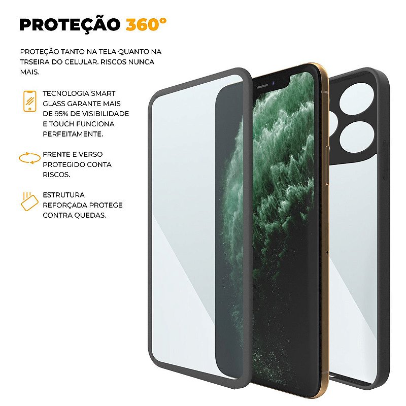 Capa 360 para iPhone 12 Pro Max - Preta - Frente e Verso - Gshield - foto 5