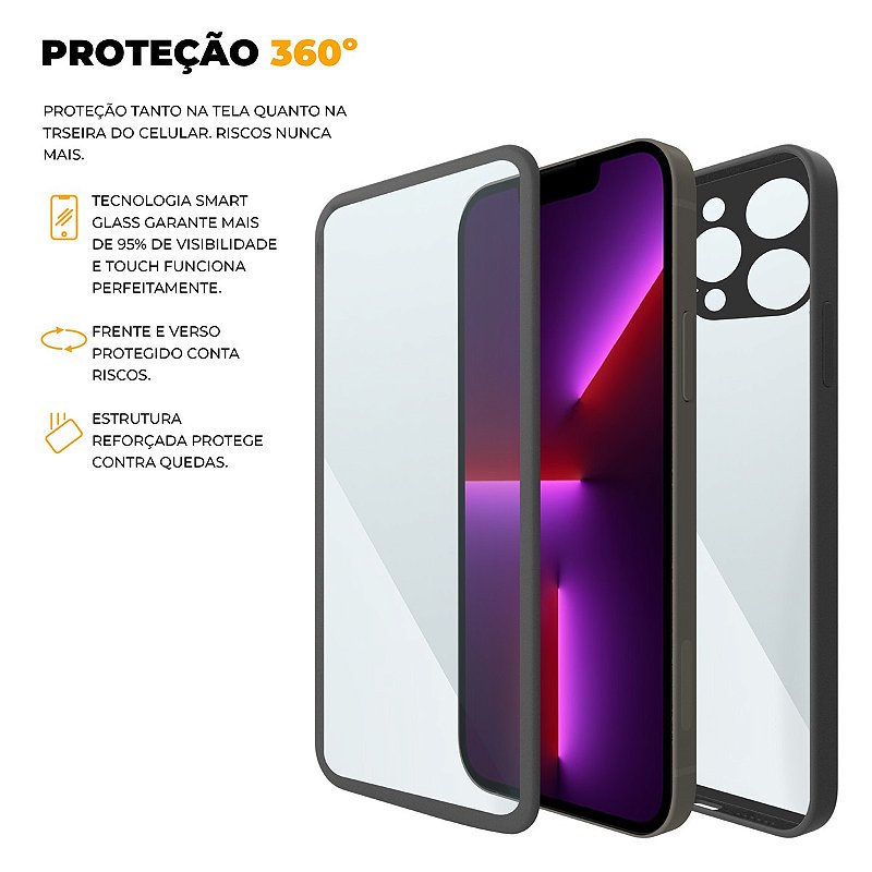 Capa 360 para iPhone 13 Pro - Preta - Frente e Verso - Gshield