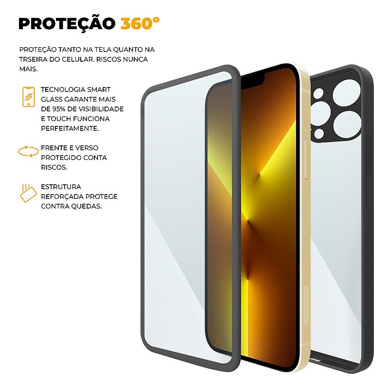 Capa 360 para iPhone 13 Pro Max - Preta - Frente e Verso - Gshield