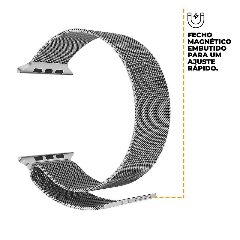Pulseira de Milanese para Apple Watch 42 / 44 / 45 MM Prata - Gshield - foto 2