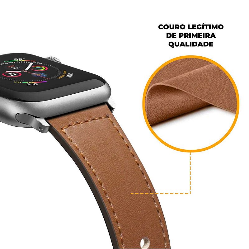 Pulseira de Couro para Apple Watch 38 / 40 / 41MM - Marrom - Gshield - foto 3