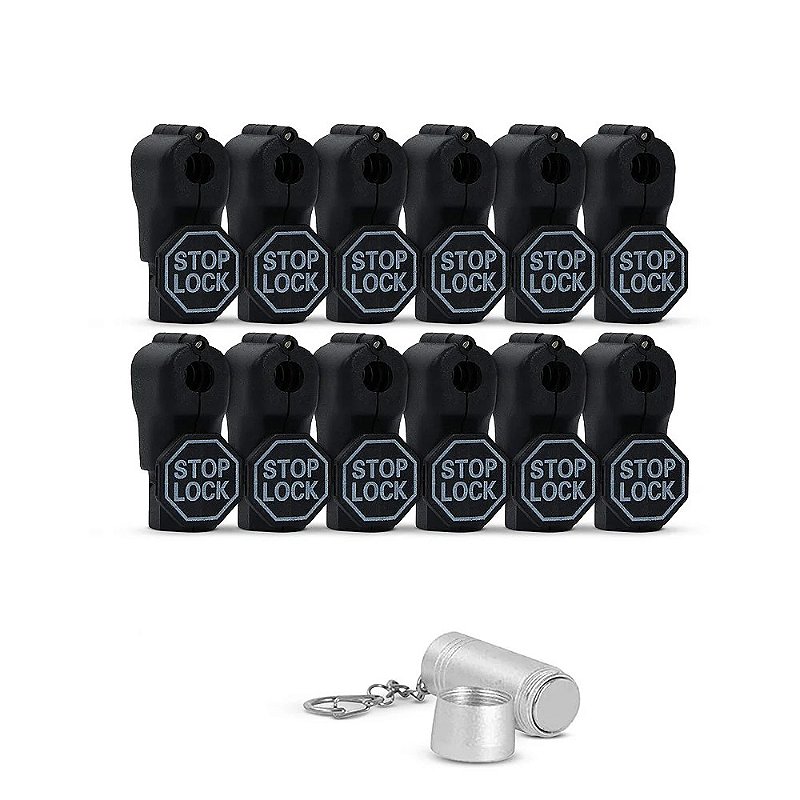 Kit Trava de segurança anti-furto para gancho expositor Stop Lock 12unid + 1 Chave - Gshield - foto 2