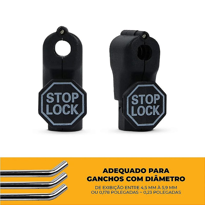 Kit Trava de segurança anti-furto para gancho expositor Stop Lock 12unid + 1 Chave - Gshield - foto 3