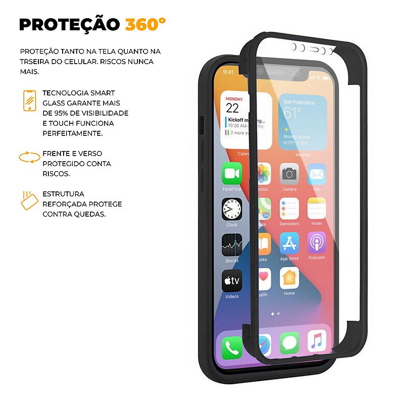 Capa 360 para Samsung Galaxy A32 5G - Preta - Frente e Verso - Gshield