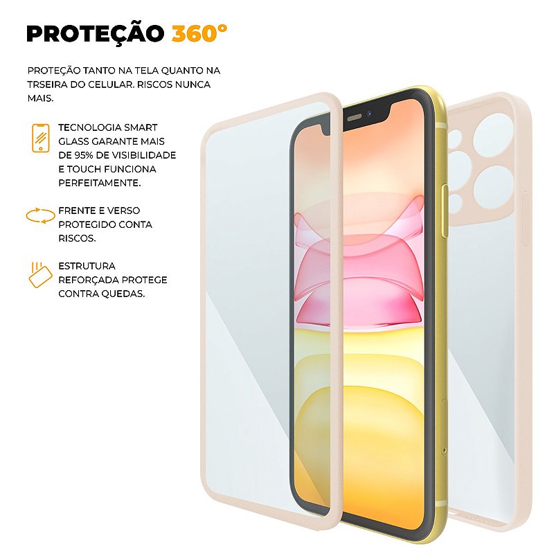 Capa 360 para iPhone 11 - Rosa - Frente e Verso - Gshield