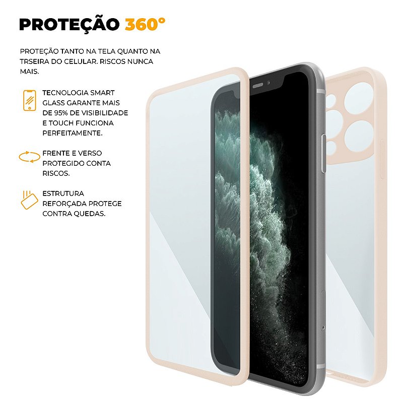 Capa 360 para iPhone 11 Pro Max - Rosa - Frente e Verso - Gshield
