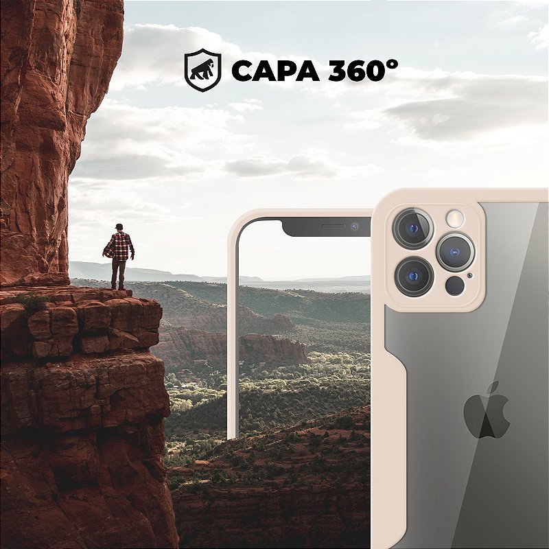 Capa 360 para iPhone 12 Pro - Rosa - Frente e Verso - Gshield
