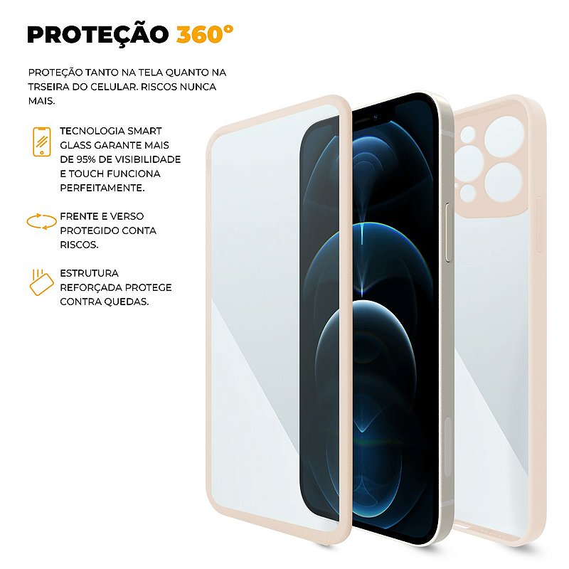 Capa 360 para iPhone 12 Pro Max - Rosa - Frente e Verso - Gshield