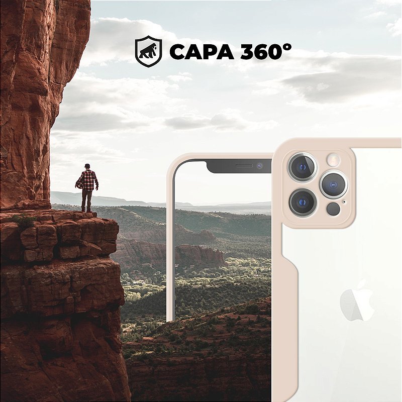 Capa 360 para iPhone 12 Pro Max - Rosa - Frente e Verso - Gshield