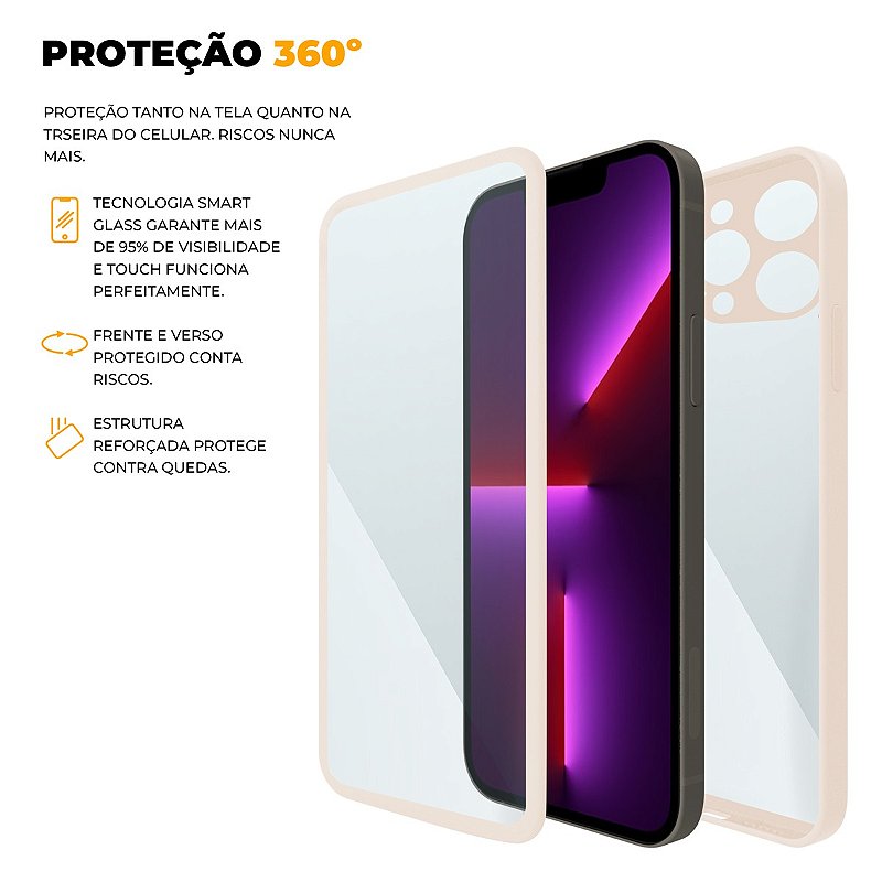 Capa 360 para iPhone 13 Pro - Rosa - Frente e Verso - Gshield