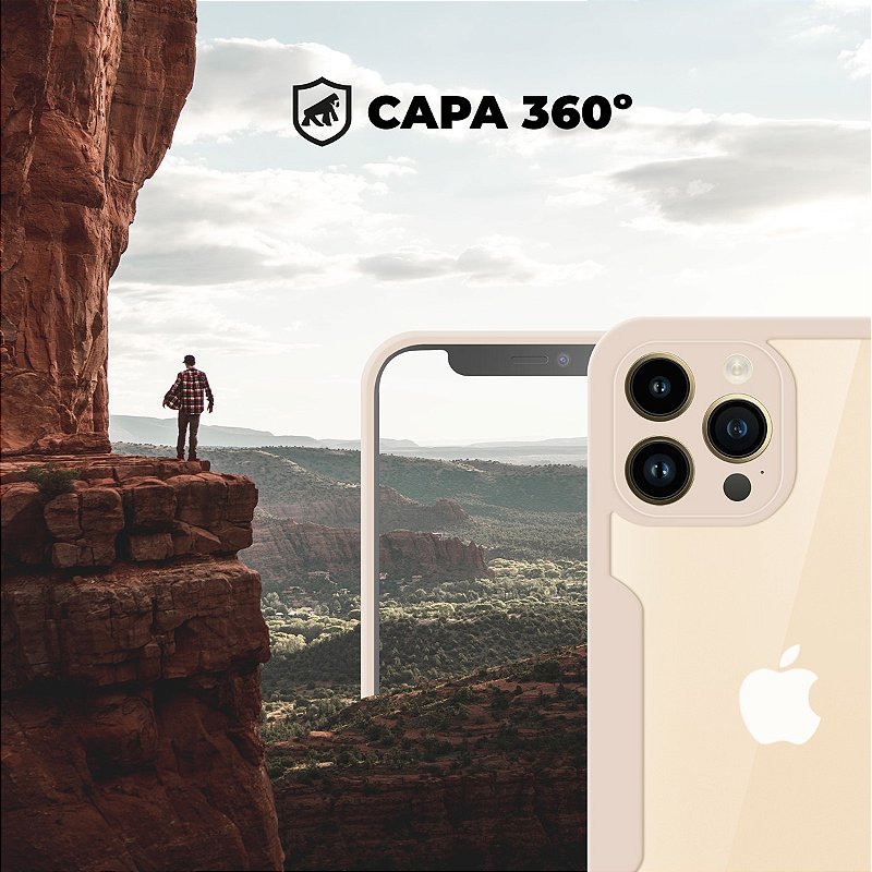 Capa 360 para iPhone 13 Pro Max - Rosa - Frente e Verso - Gshield