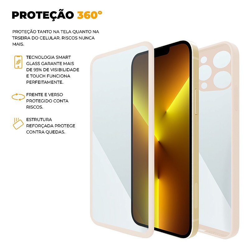 Capa 360 para iPhone 13 Pro Max - Rosa - Frente e Verso - Gshield