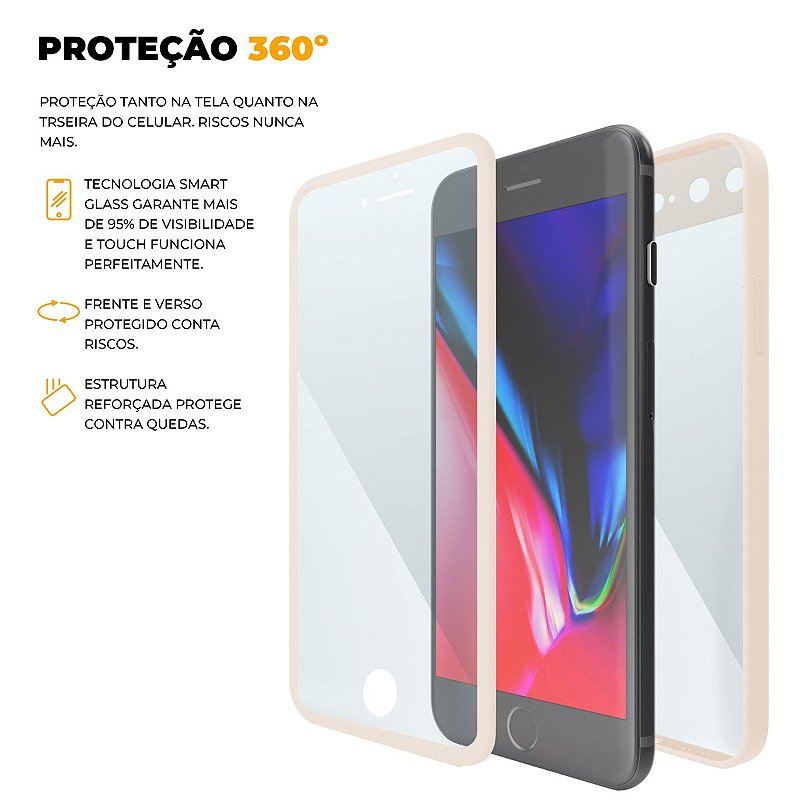 Capa 360 para iPhone 7 Plus / 8 Plus - Rosa - Frente e Verso - Gshield - foto 5