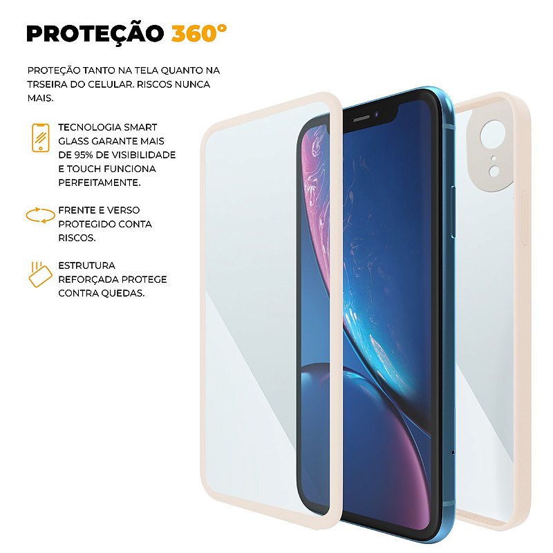 Capa 360 para iPhone XR - Rosa - Frente e Verso - Gshield