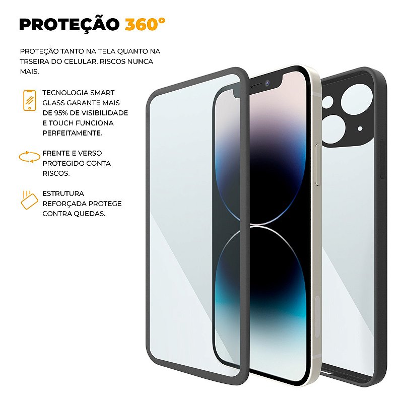 Capa 360 para iPhone 14 - Preta - Frente e Verso - Gshield - foto 5