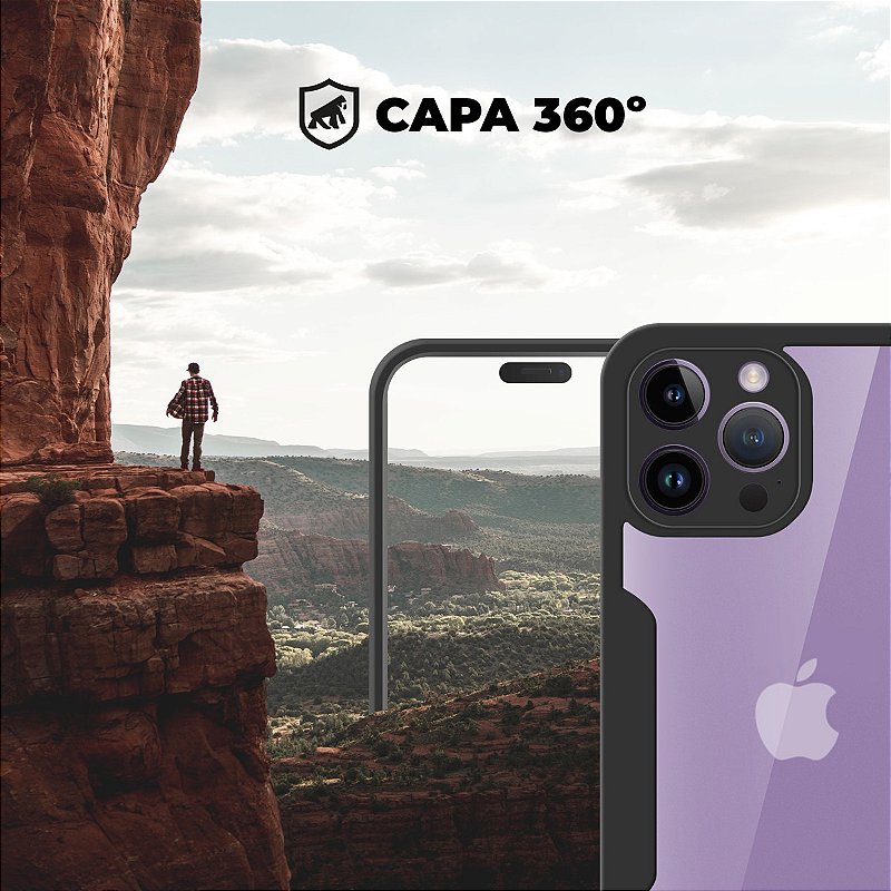 Capa 360 para iPhone 14 Pro - Preta - Frente e Verso - Gshield