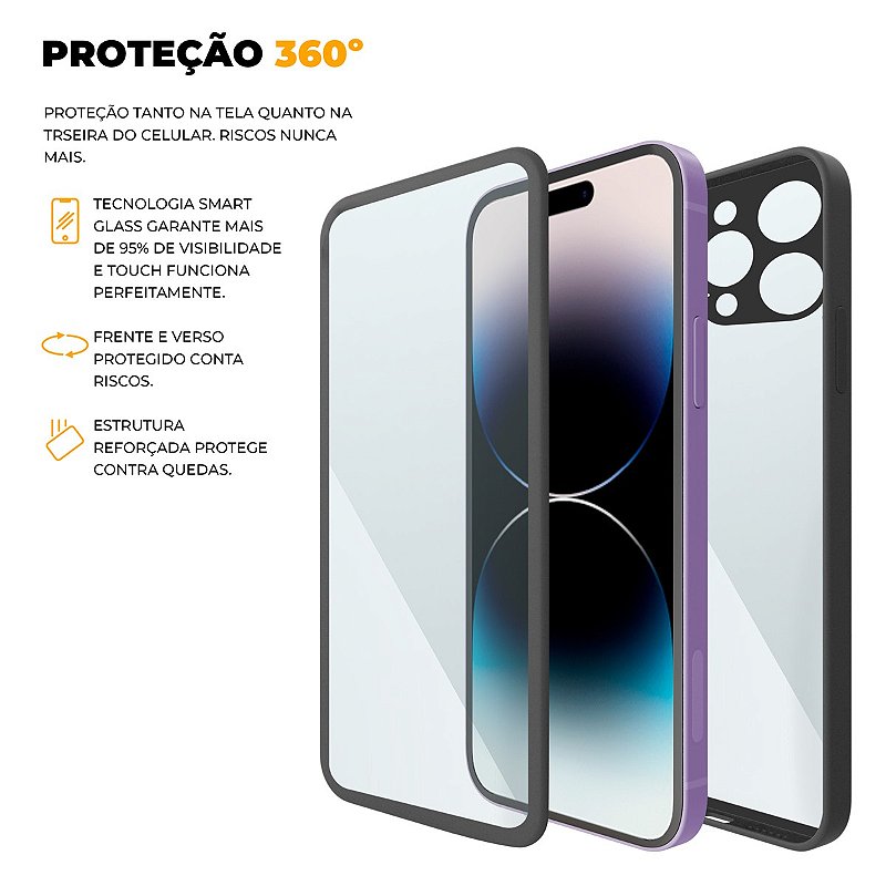 Capa 360 para iPhone 14 Pro - Preta - Frente e Verso - Gshield