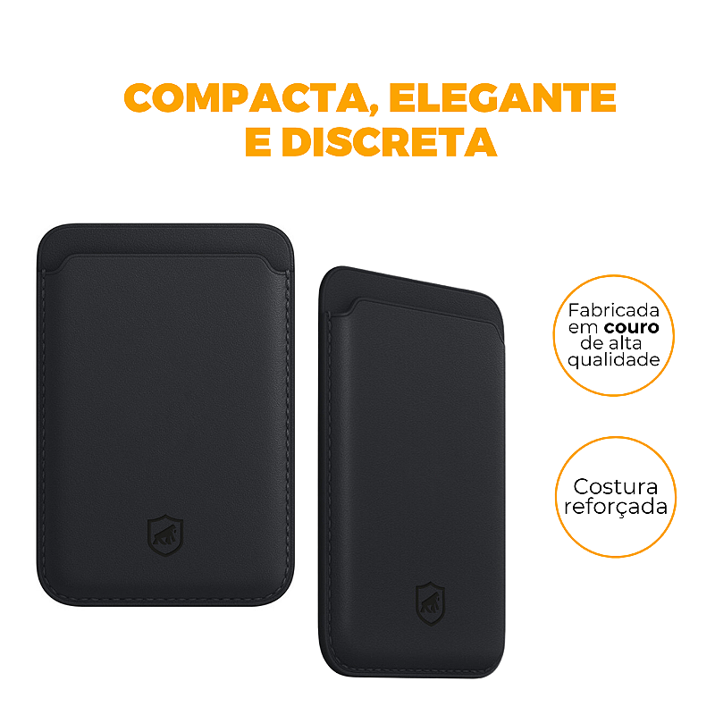 Carteira Magsafe - Porta Cartão Magnético - Preta - Gshield