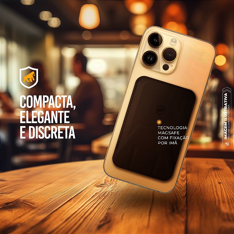 Carteira Magsafe com Kickstand - Porta Cartão Magnético - Preta - Gshield - foto 5