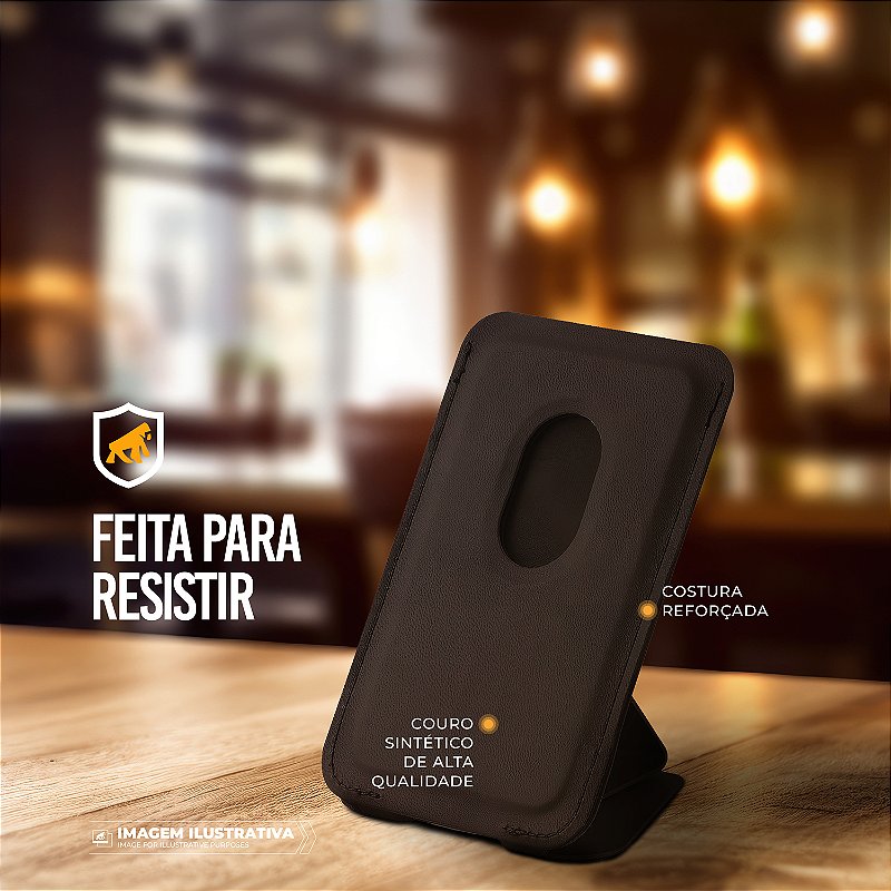 Carteira Magsafe com Kickstand - Porta Cartão Magnético - Preta - Gshield - foto 2