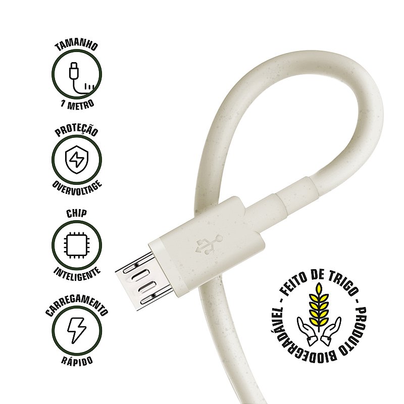 Cabo GreenEcoo USB / Micro USB V8 - 1M - Gshield - foto 4