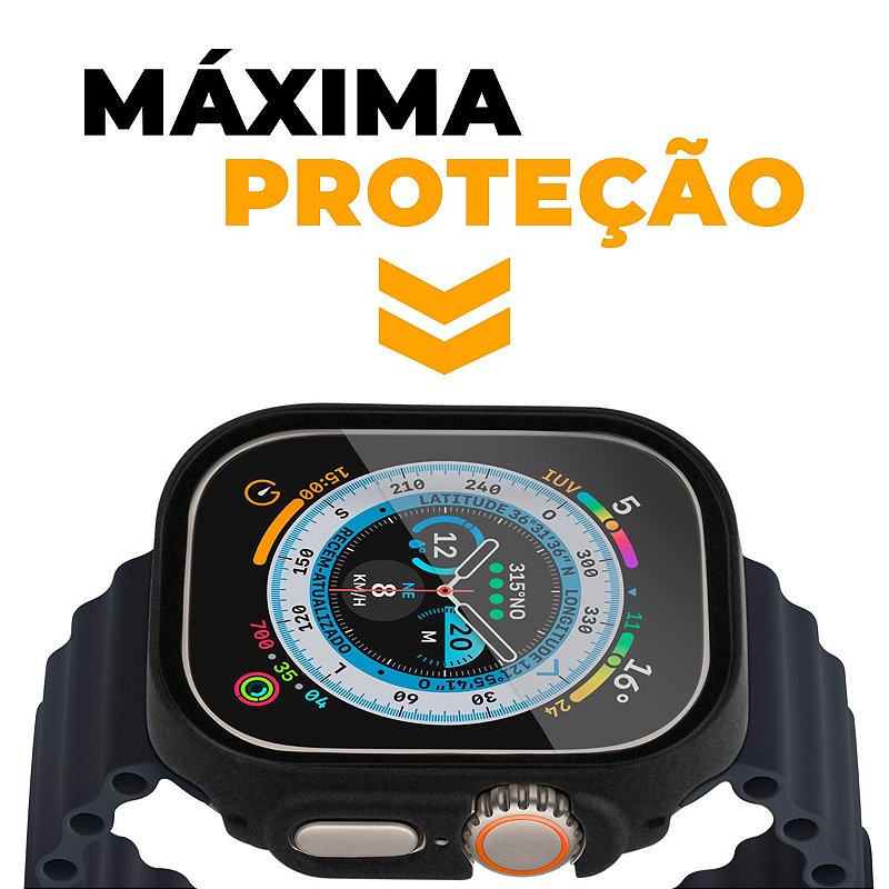 Case para Apple Watch Ultra 49MM (Series 1ª geração/2ª geração/3ª geração) Preta - Armor - acompanha película integrada na case - Gshield