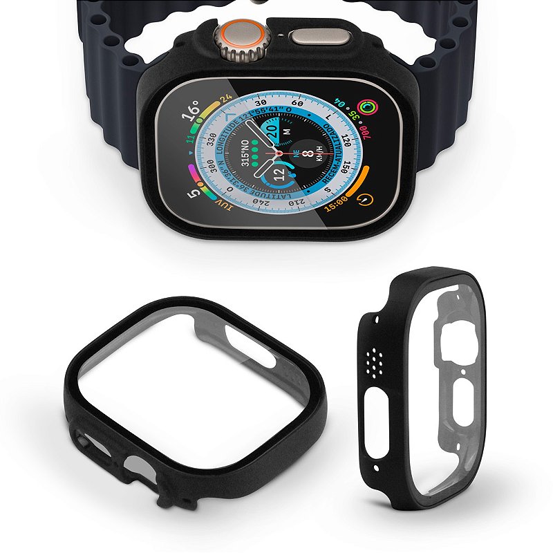 Case para Apple Watch Ultra 49MM (Series 1ª geração/2ª geração/3ª geração) Preta - Armor - acompanha película integrada na case - Gshield