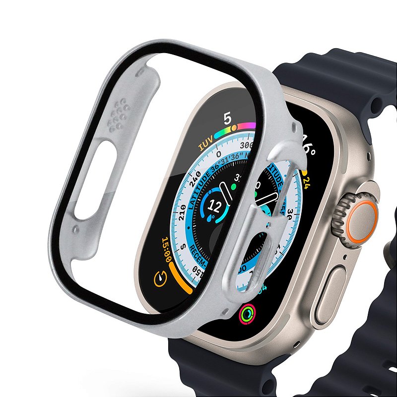 Case para Apple Watch Ultra 49MM (Series 1ª geração/2ª geração/3ª geração) Prata - Armor - acompanha película integrada na case - Gshield