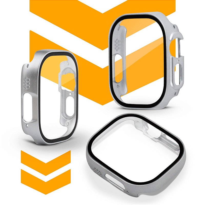 Case para Apple Watch Ultra 49MM (Series 1ª geração/2ª geração/3ª geração) Prata - Armor - acompanha película integrada na case - Gshield