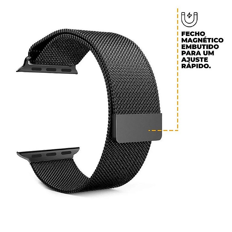 Pulseira de Milanese Para Apple Watch 49MM Preta - Gshield - foto 2