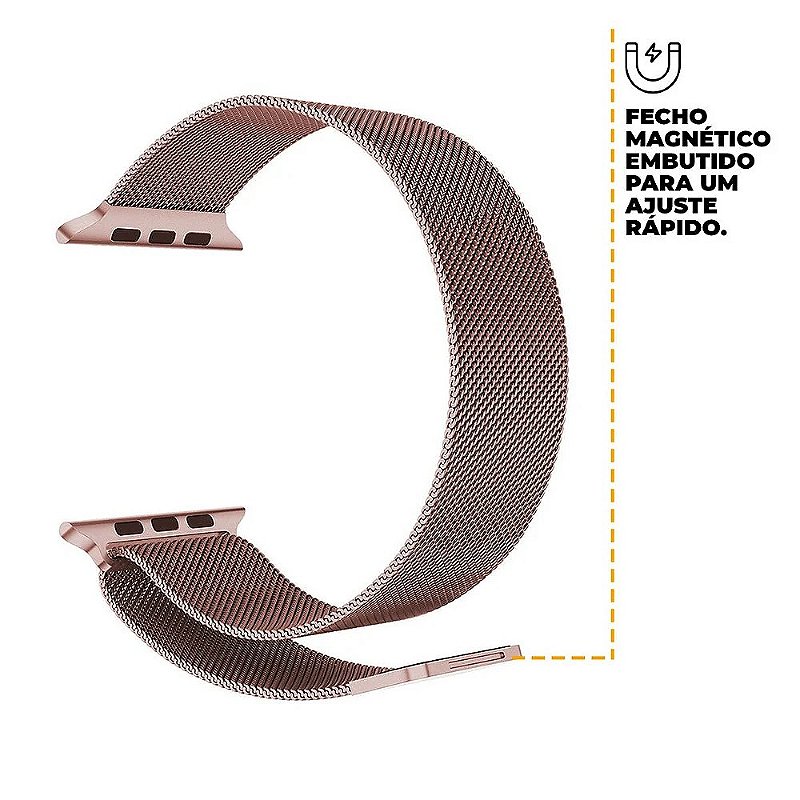 Pulseira de Milanese Para Apple Watch 49MM Rosa - Gshield