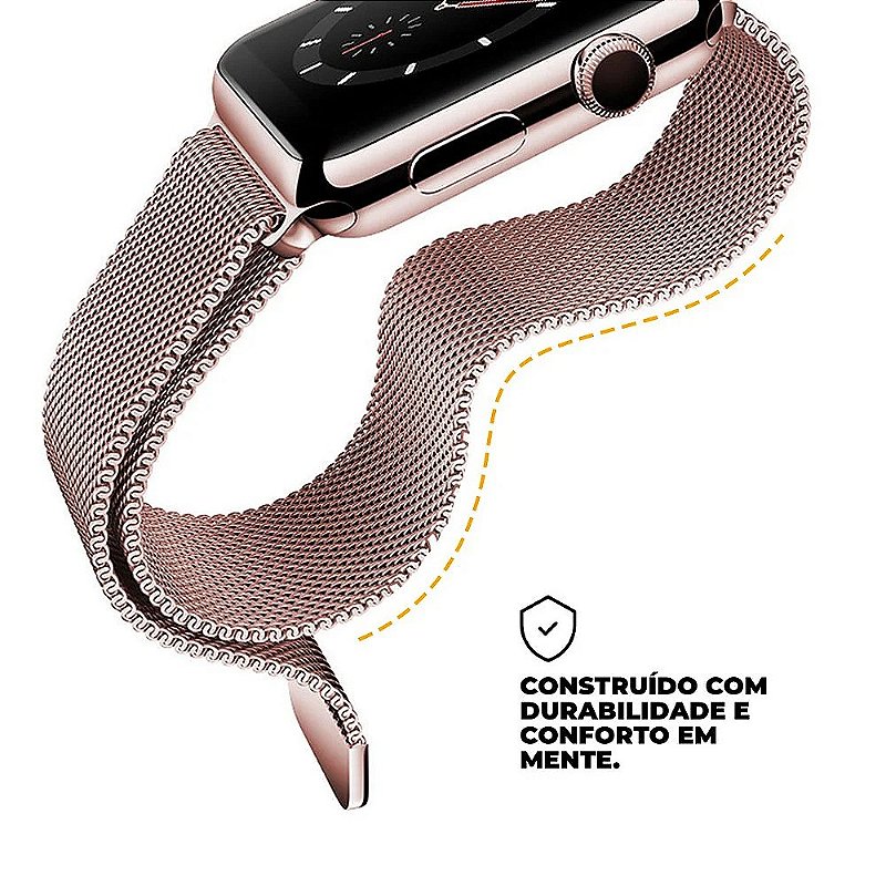 Pulseira de Milanese Para Apple Watch 49MM Rosa - Gshield