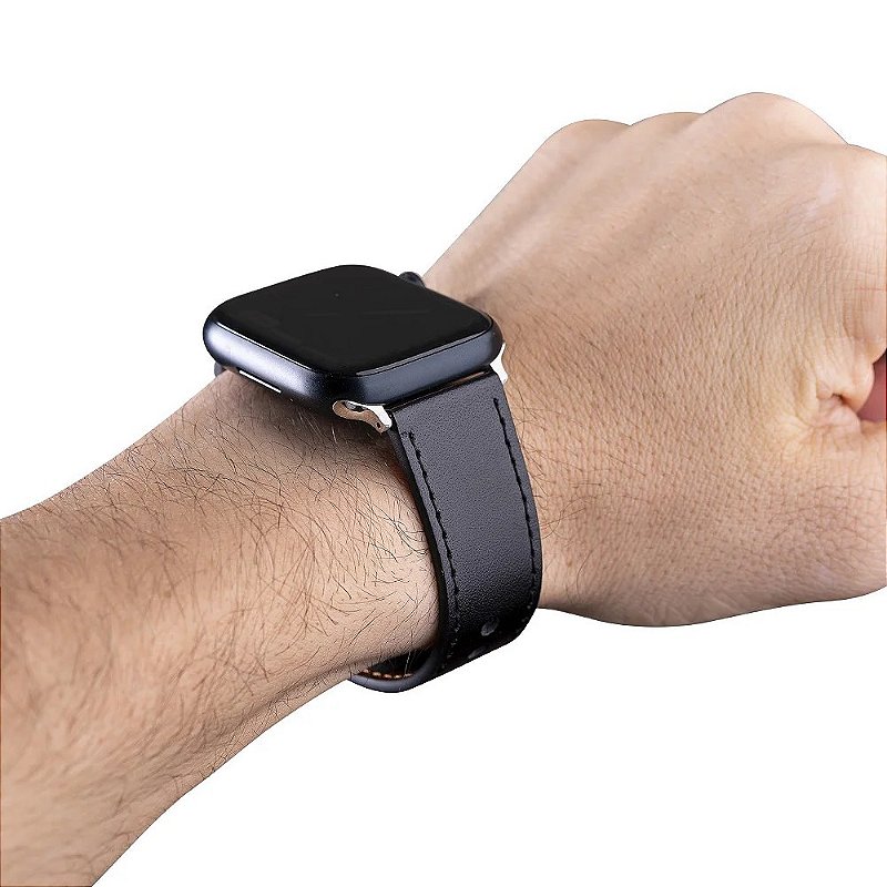 Pulseira de Couro Para Apple Watch 49MM - Preta - Gshield