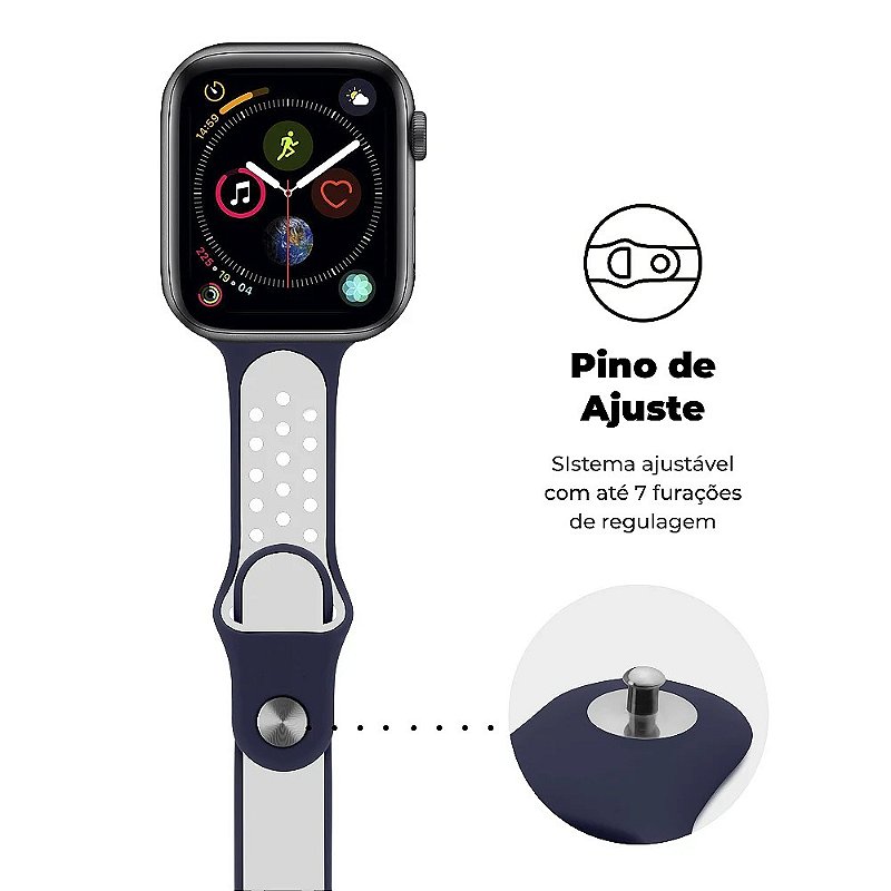 Pulseira para Apple Watch Armor Running 49MM - Azul escuro e Branco - Gshield - foto 2