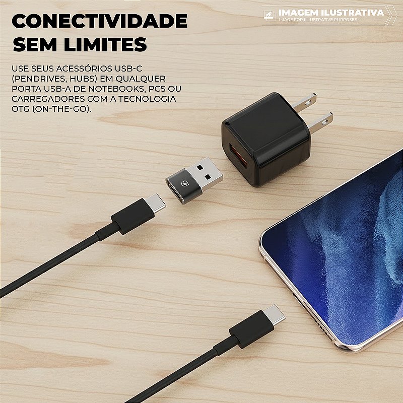 Adaptador Tipo C / USB-A - Preto - Gshield - foto 5