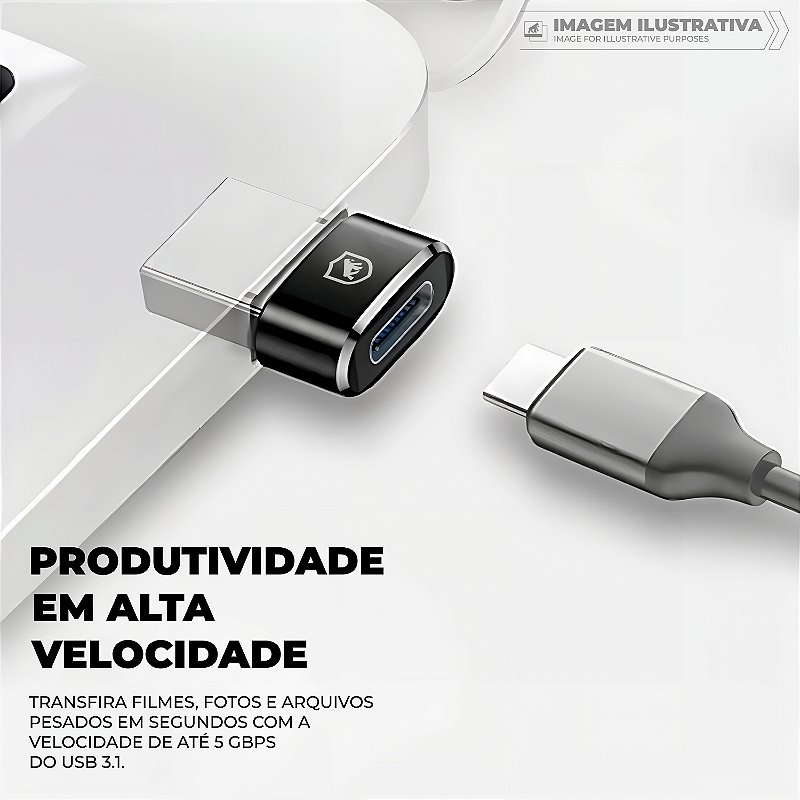 Adaptador Tipo C / USB-A - Preto - Gshield - foto 4